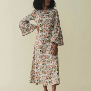 NWT Doen Liberty Fabric Calico Garden Noisette Cotton Midi Dress XS